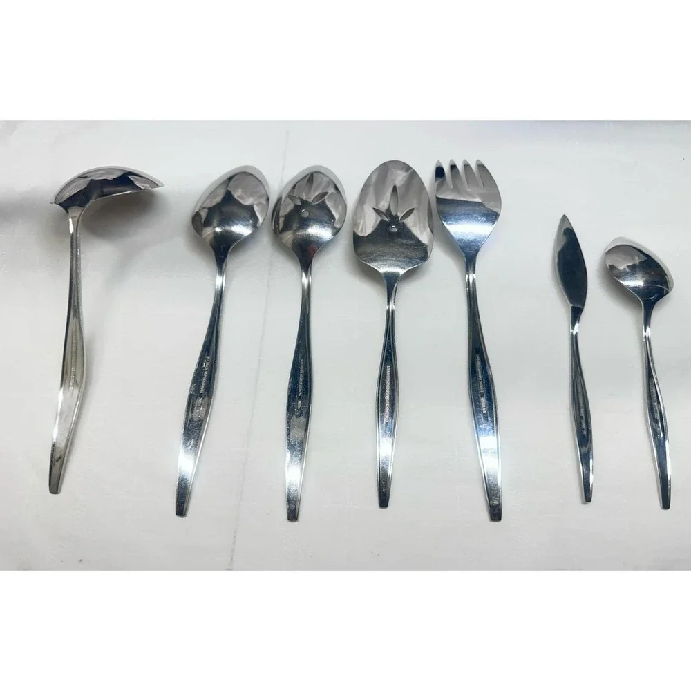 Vintage Oneida WINDRIFT Stainless Serving Set 7 Pcs  WmARogers Premier 1970s